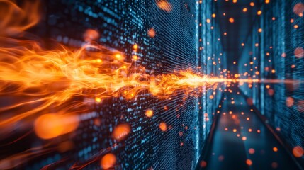 Fototapete - Guarding data centers against cybersecurity threats focusing on vulnerabilities in a high-tech environment
