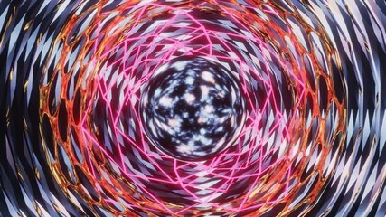 Wall Mural - Abstract background 3D animation shiny glass and metal reflective objects movement rotation play of light.