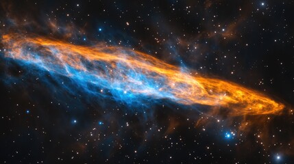 Wall Mural - Celestial Nebula Cosmic Clouds Of Orange And Blue Hues
