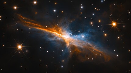 Wall Mural - Celestial Nebula Glowing With Orange And Blue Hues