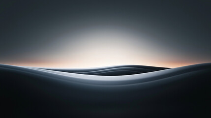 Poster - A minimalist image featuring a curved horizon, darkening toward the top, with a black background.

