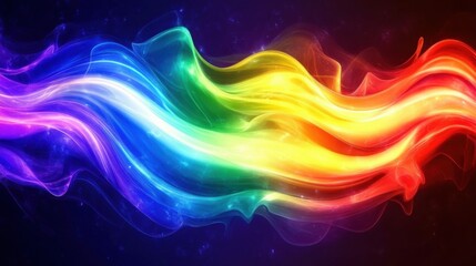 Wall Mural - Chromatic burst with flowing ribbons of light creating a neon spectrum