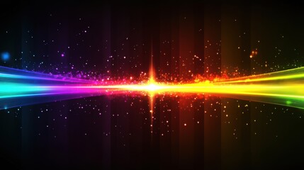 Wall Mural - Chromatic burst with flowing ribbons of light creating a neon spectrum
