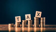 © Kwangvann Ztudio - Tax on coin. Business tax management concept. Tax deduction planning and calculation tax return from government. personal taxes report. Financial research, Taxation season