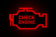 © antoniofrancois - Check engine light , red icon isolated on black background