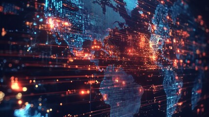 Wall Mural - global network: a digital world map