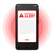 © antoniofrancois - Receiving emergency alert on phone device with warning notification. Flat vector illustration