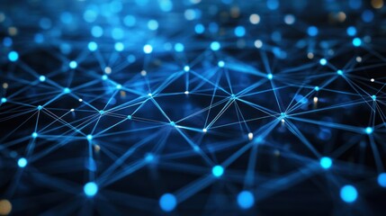 Wall Mural - abstract network visualization: a glowing blue constellation of interconnected nodes