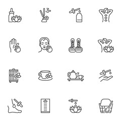 Wall Mural - spa massage and wellness line icons set