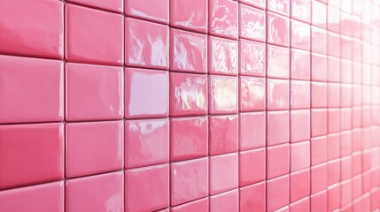 Wall Mural - Pink bathroom tile in the background