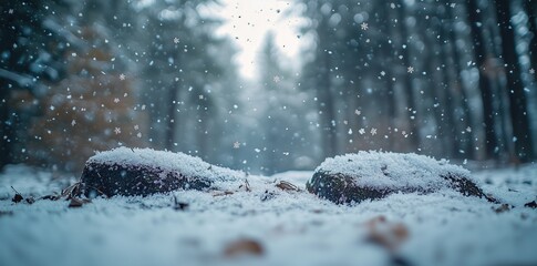 Wall Mural - Background of forest on snow