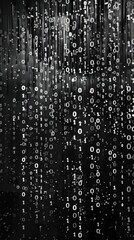 Wall Mural - binary code on black background, computer generated abstract background