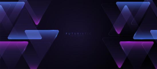 Poster - Futuristic Abstract Background with Neon Triangles