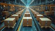 © tunanon - Overhead View of Factory Production Line with Packages