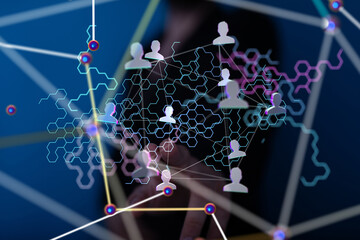 Fototapete - communication network digital group connect