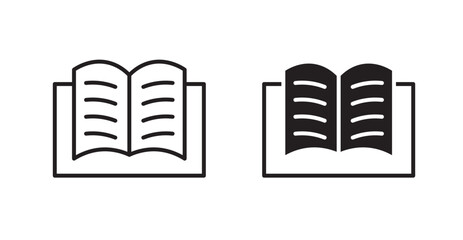 Poster - open book flat simple vector symbols illustration.