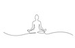 © linemafia - Woman sitting in lotus pose yoga. Continuous one line drawing, Women doing yoga one line drawing. Aerobic sport girl exercise for modern healthy lifestyle, women performing yoga line art.