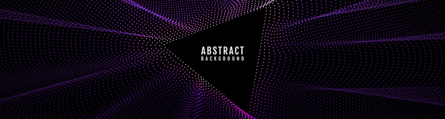 Wall Mural - purple triangle techno background. big data visualization on dark space with dotted lines effect dec
