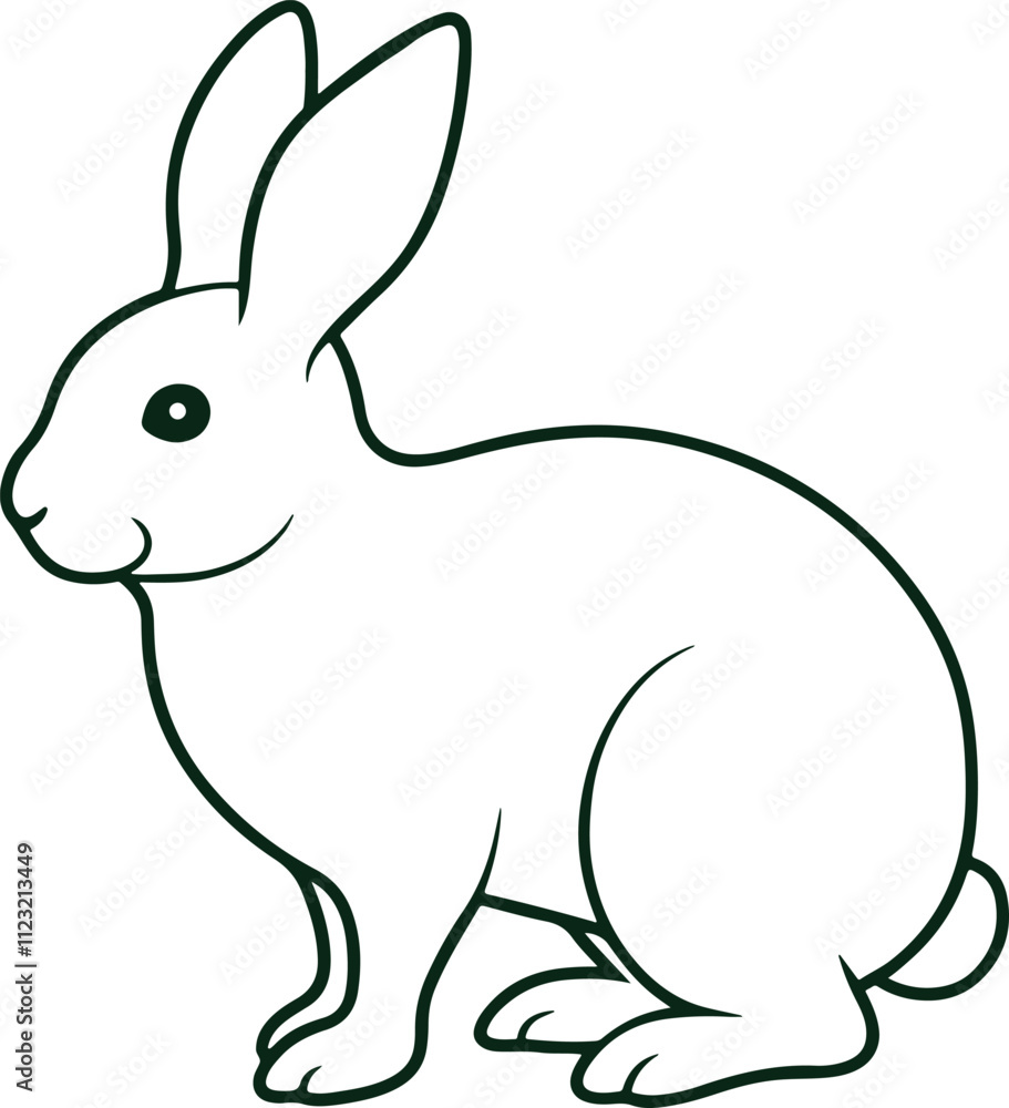 cute little rabbit cartoon vector illustration graphic design in black ...