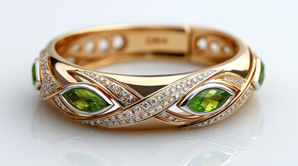 stunning peridot and diamond bracelet with intricate design and elegance