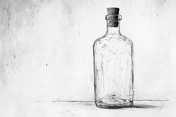 Wall Mural - Empty Glass Bottle With Cork Stopper On White Background