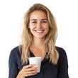 © Link Parker - Happy woman drinking white coffee cup