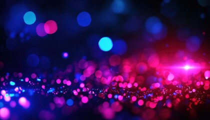 Fototapete - A vibrant, abstract background featuring colorful bokeh lights in shades of blue, pink, and purple, creating a dreamy, festive atmosphere.