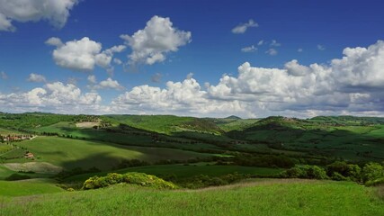Wall Mural - shadows of clouds slide on the hills of tuscany, italy, timelapse 4k