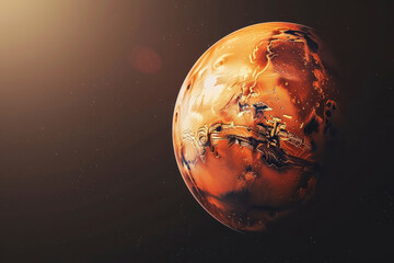Wall Mural - planet mars on a dark background. generative ai