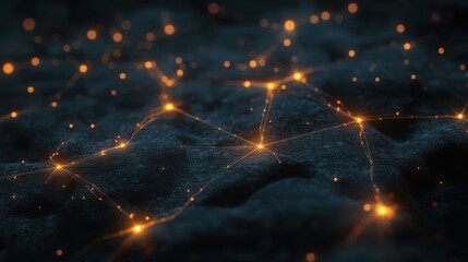 Wall Mural - Abstract glowing connections on dark textured surface background