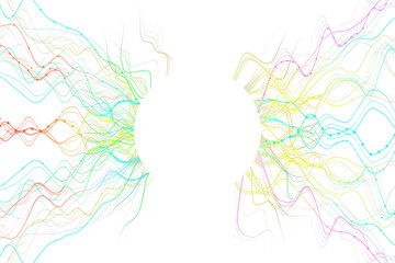 Wall Mural - abstract colorful lines flowing symmetrically, with a circular blank center, on a white background. 