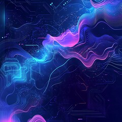 Wall Mural - colorful glowing wave patterns enhanced by digital light effects image