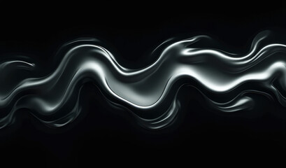 Wall Mural - black shiny waves on a black background