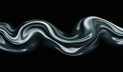 Wall Mural - black shiny waves on a black background