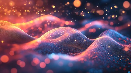 Wall Mural - abstract wave patterns with vibrant colorful glowing digital effects image