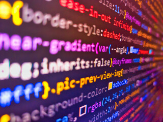 software development monitor. stock exchange market business concept with selective focus effect. pr
