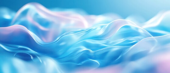 Wall Mural - Abstract flow of vibrant blue and pink colors, creating a smooth and serene visual experience.