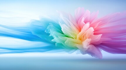 Wall Mural - Colorful abstract pattern with flowing shapes in pastel hues on a light background.