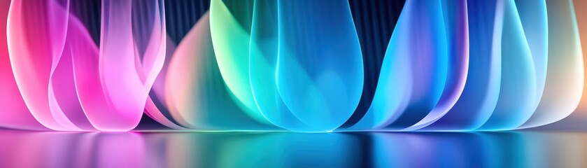 Wall Mural - Colorful abstract waves creating a vibrant background with smooth gradients and reflections.