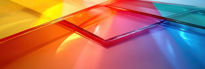 Wall Mural - Colorful transparent layers, vibrant shades, creative light reflections, isolated background.