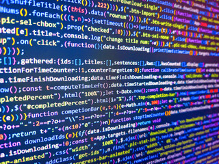 abstract financial background. abstract screen of web developer. abstract computer script code. blue