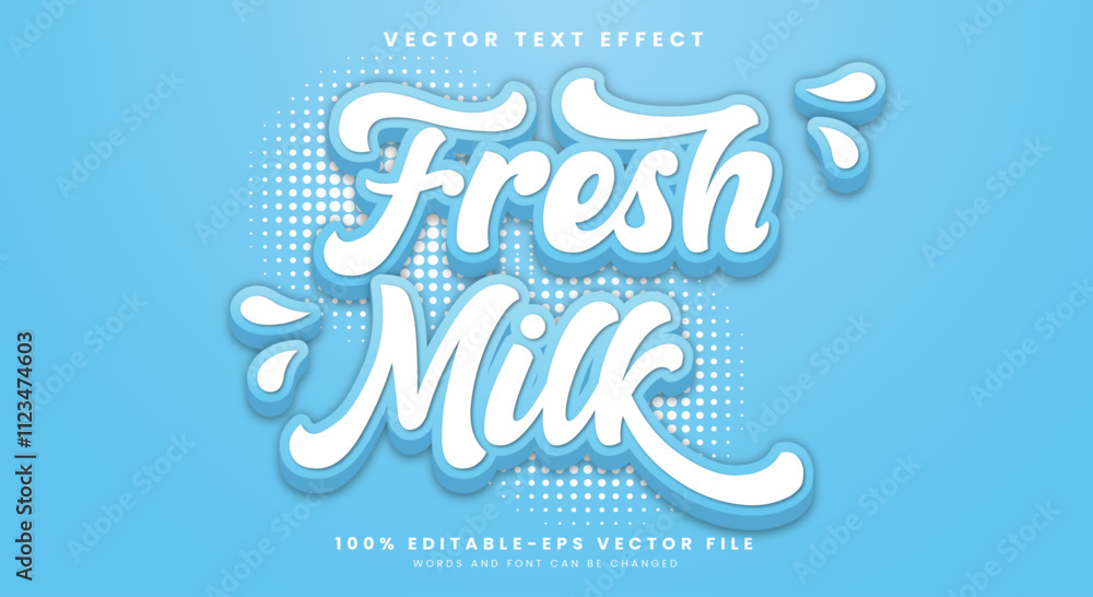 Creamy Fresh Milk 3d editable text effect Template Premium Vector Stock ...