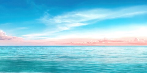 Wall Mural - Serene ocean view with clear blue sky and gentle clouds.