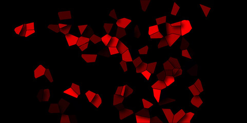 Wall Mural - dark red and black broken stained glass background with black lines. voronoi diagram background. sea
