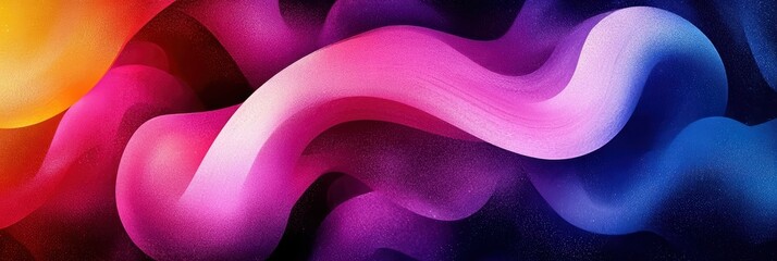 Wall Mural - Vibrant abstract waves in pink, purple, and blue tones on a smooth background.