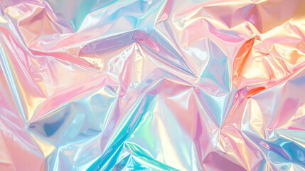 Wall Mural - holographic iridescent texture with pastel rainbow foil and abstract design