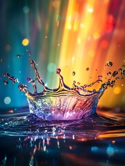 Wall Mural - vibrant water splash with colorful background creating a dynamic and captivating visual experience f