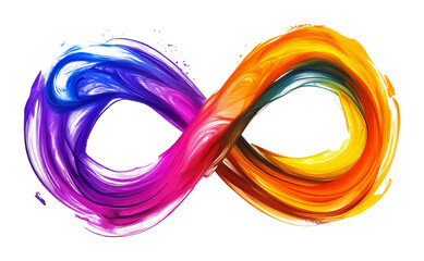 Poster - Colorful infinity symbol with vibrant brush strokes of blue, purple, pink, and orange on transparent background. Artistic expression and creativity concept