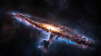 Wall Mural - a spiral galaxy with a blue and orange center