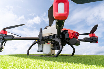 Aufkleber - Agricultural drone sprayer close up. Smart farming and agriculture digitalization